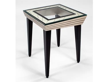 Artmax 25" Square Glass Light Antique Ivory Dark Sable End Table AMX7842ET