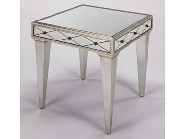 Artmax 24" Square Mirror Inlaid Brushed Matte Silver End Table AMX8248ET