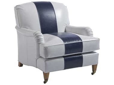 Barclay Butera Sydney Rolling 32" Blue Leather Accent Chair BCBLL511011BAA40