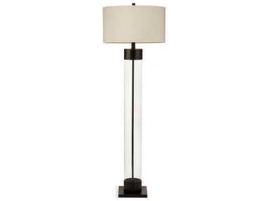 Bassett Mirror Belgian Luxe Haines 64" Tall Bronze Black Glass Floor Lamp BAL2931FEC