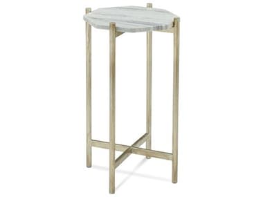 Bassett Mirror Mixson Scatter 14" Octagon Silver Leaf White Marble End Table BA5870LR224