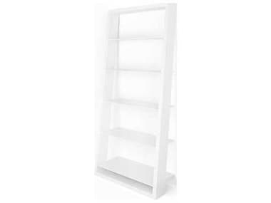 BDI Eileen Blanc 34''W x 74''H Satin White Leaning Shelf Bookcase BDI5157SW
