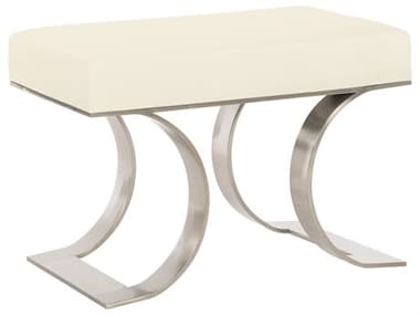 Bernhardt Axiom 28" Brushed Silver White Fabric Upholstered Accent Bench BH381506