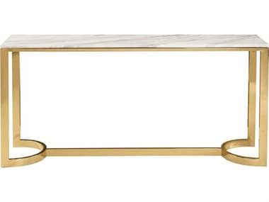 Bernhardt Blanchard Polished Brass with Jazz White Marble Rectangular Console Table BH471911