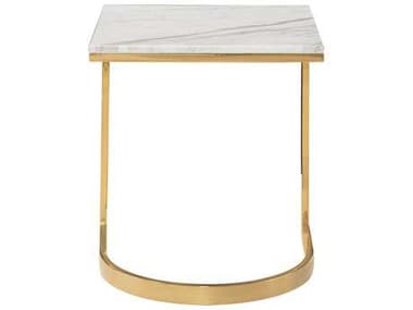 Bernhardt Blanchard 22" Square Polished Brass With Jazz White Marble End Table BH471121