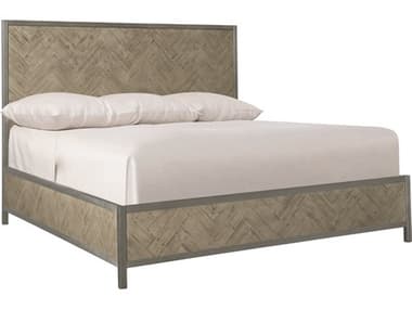 Bernhardt Highland Park Loft Milo Morel Glazed Silver Brown Solid Wood King Panel Bed BHK1308