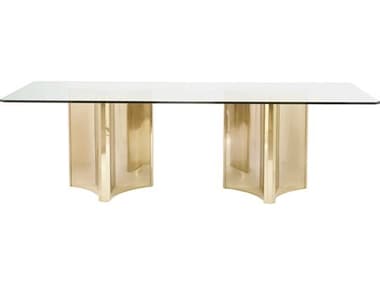 Bernhardt Interiors Abbott 100" Rectangular Glass Patinated Brass Dining Table BHK1407