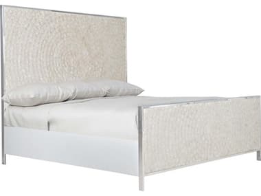 Bernhardt Interiors Helios Capiz Shell Polished Stainless Steel White Hardwood King Panel Bed BHK1230