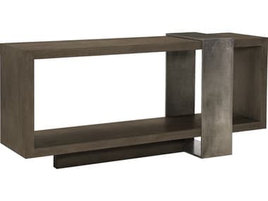 Bernhardt Linea 72" Rectangular Wood Cerused Charcoal Textured Graphite Metal Console Table BH384910B