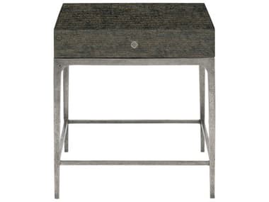 Bernhardt Linea 22" Rectangular Wood Cerused Charcoal Textured Graphite Metal End Table BH384124B