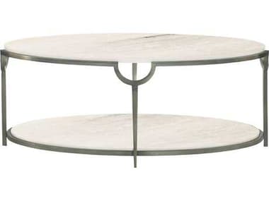 Bernhardt Morello 26" Oval Faux Carrar Marble With Oxidized Nickel Coffee Table BH469013