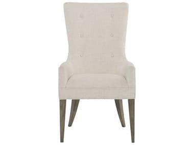 Bernhardt Profile Tufted Solid Wood White Fabric Upholstered Arm Dining Chair BH378548