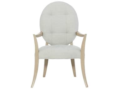 Bernhardt Savoy Place Tufted Solid Wood White Fabric Upholstered Arm Dining Chair BH371544