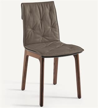 Bontempi Casa Alfa Solid Wood Brown Fabric Upholstered Side Dining Chair BON4055L006L087TN004