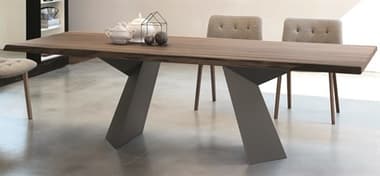 Bontempi Casa Fiandre 98" Rectangular Wood Edge Solid Walnut Anthracite Dining Table BON2045M310L006