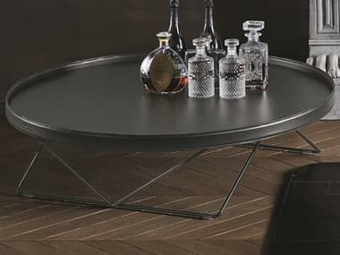 Bontempi Casa Flexus 43&quot; Round Leather Natural Silver Anthracite Coffee Table BON0780M326Q410
