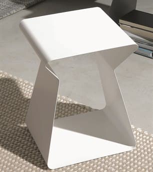 Bontempi Casa Kito 13" Rectangular Metal White End Table BON0635M306