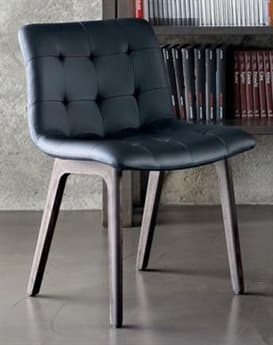 Bontempi Casa Kuga Solid Wood Black Side Dining Chair BON4038M326TR504