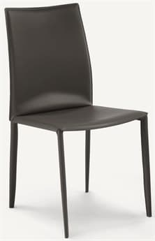 Bontempi Casa Linda Leather Gray Upholstered Side Dining Chair BON0426Q410