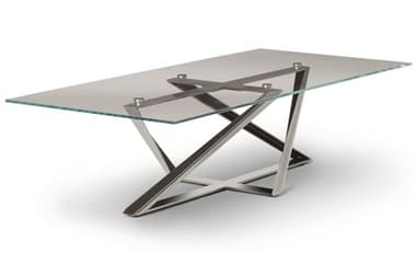 Bontempi Casa Millennium 55&quot; Rectangular Natural Silver Clear Glass Coffee Table BON0773M326C157