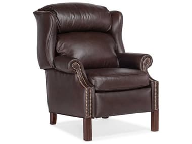 Bradington Young Chippendale 33" Chocolate Brown Leather Upholstered Recliner BRDBYX411498000888MHFN