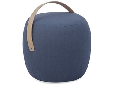 Braxton Culler Olivia 20" Teak Blue Upholstered Pouf Fabric Ottoman BXC405009D