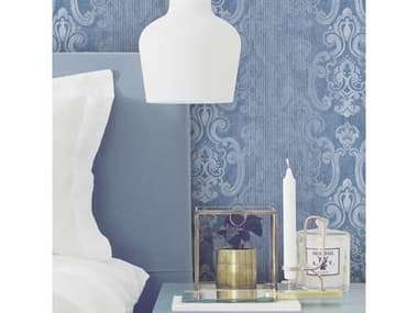 Brewster Home Fashions Advantage Ariana Dark Blue Striped Damask Wallpaper BHF2810SH01044