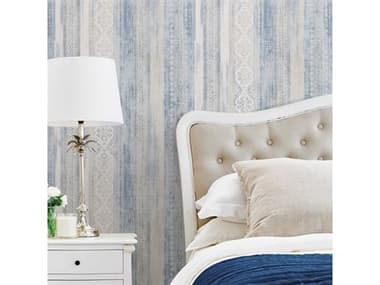 Brewster Home Fashions Advantage Blair Blue Ikat Stripe Wallpaper BHF2810SH01084