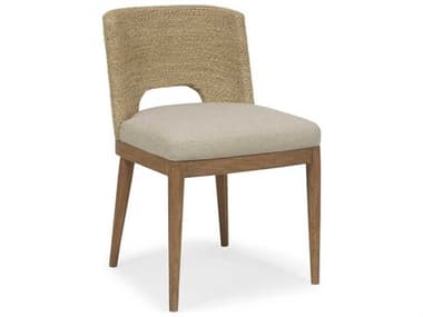 Brownstone Amalfi Teak Wood Beige Fabric Upholstered Side Dining Chair BRNAM202