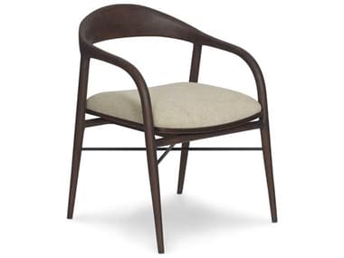 Brownstone Sheldon Teak Wood Fabric Upholstered Arm Dining Chair BRNSH201