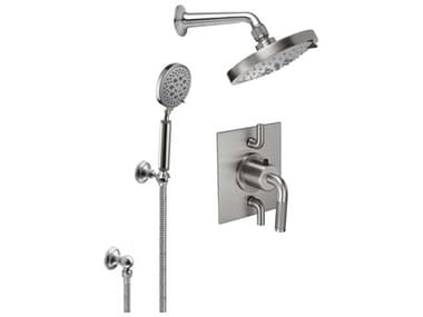 California Faucets Descanso Styletherm 1/2'' Thermostatic Shower System with Shower Head and Hand Shower on Hook CAFKT1230KFR
