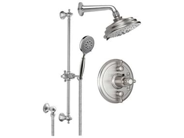 California Faucets Monterey Styletherm 1/2'' Thermostatic Shower System with Showerhead and Hand Shower on Slide Bar CAFKT1347FR