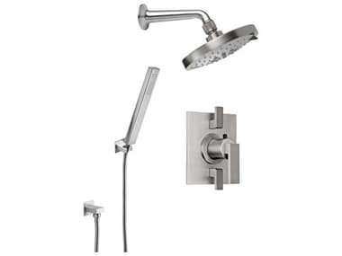 California Faucets Morro Bay Styletherm 1/2'' Thermostatic Shower System with Shower Head and Hand Shower on Hook CAFKT1277FR
