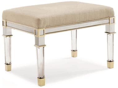 Caracole Classic 27" Beige Gold Fabric Upholstered Accent Bench CACCLA016083