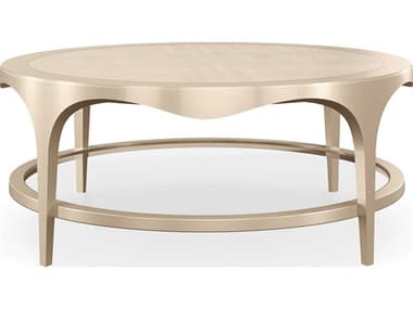Caracole Classic Down and Under 42" Round Wood Natural Glow Champagne Pearl Coffee Table CACCLA020404