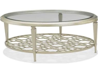 Caracole Classic Social Gathering 48&quot; Round Clear Tempered Glass Taupe Silver Leaf Coffee Table CACCLA418406