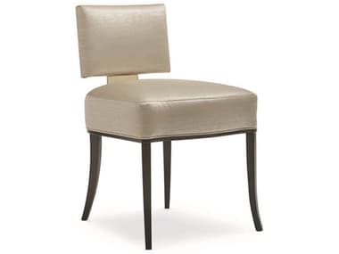 Caracole Classic Sateen Beige Faux Leather Upholstered Side Dining Chair CACCLA016285