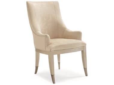 Caracole Classic Cream White Fabric Upholstered Arm Dining Chair CACCLA416283