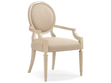 Caracole Classic Chitter Chatter White Fabric Upholstered Arm Dining Chair CACCLA418272
