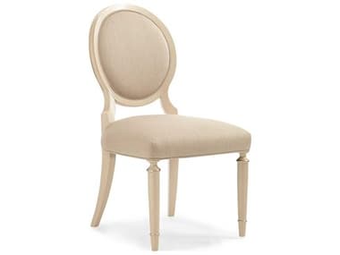 Caracole Classic Chitter Chatter White Fabric Upholstered Side Dining Chair CACCLA418282