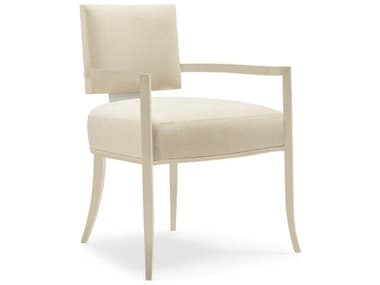 Caracole Classic Reserved Seating White Fabric Upholstered Arm Dining Chair CACCLA420274