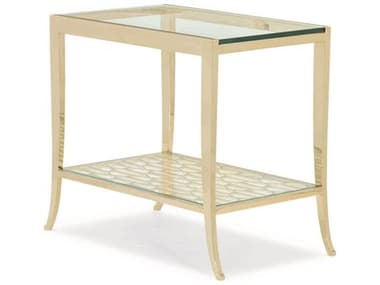 Caracole Classic Gold 31" Rectangular Glass Whisper Of End Table with Openwork Shelf CACCLA016417