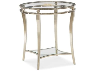 Caracole Classic Rising Star 26" Round Glass Whisper Of Gold Neutral Metallic End Table CACCLA419417