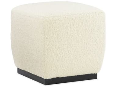Caracole Classic Marshmallow 16&quot; Almost Black White Fabric Upholstered Ottoman CACUPH019051A