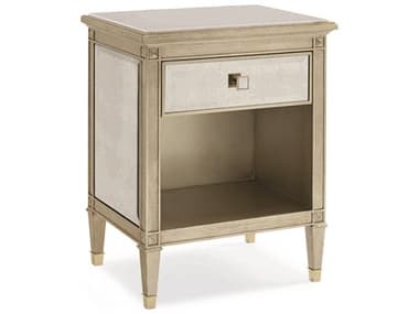 Caracole Classic Silver Leaf and Antique Mirror 24" Wide 1-Drawer Nightstand with Open Storage CACCLA016068