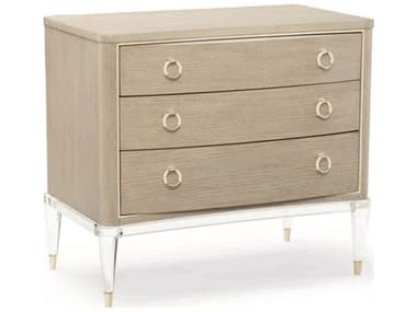 Caracole Classic Pale Grey 32" Wide 3-Drawers Gray Nightstand with Ring Pulls CACCLA416062