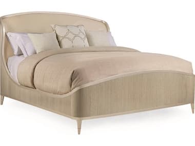 Caracole Classic Champagne Shimmer Taupe Paint Beige Wood Queen Sleigh Bed CACCLA417106