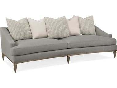 Caracole Classic Low Key 93''W Granite Grey Taupe Silver Fabric Upholstered Sofa CACUPH418011A