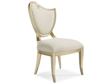 Caracole Fontainebleau Right Side Hardwood White Fabric Upholstered Dining Chair CACC062419282