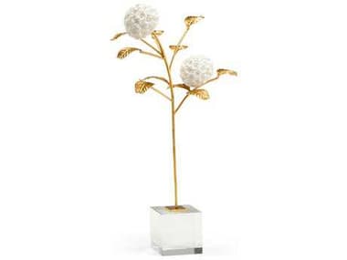 Chelsea House Hydrangea in Stand White with Antique Gold Leaf Sculpture CH383258